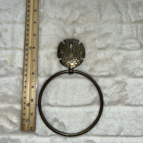 The Unbranded Brand Other - Vintage Brass Shell Sand Dollar Towel Ring 80s 90s Beach Bathroom